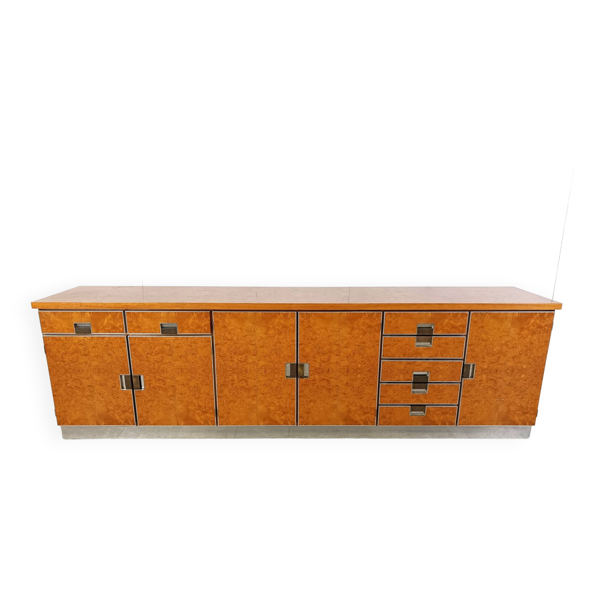 Vintage italian burl wood credenza, 1970s