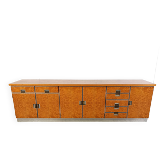 Vintage italian burl wood credenza, 1970s