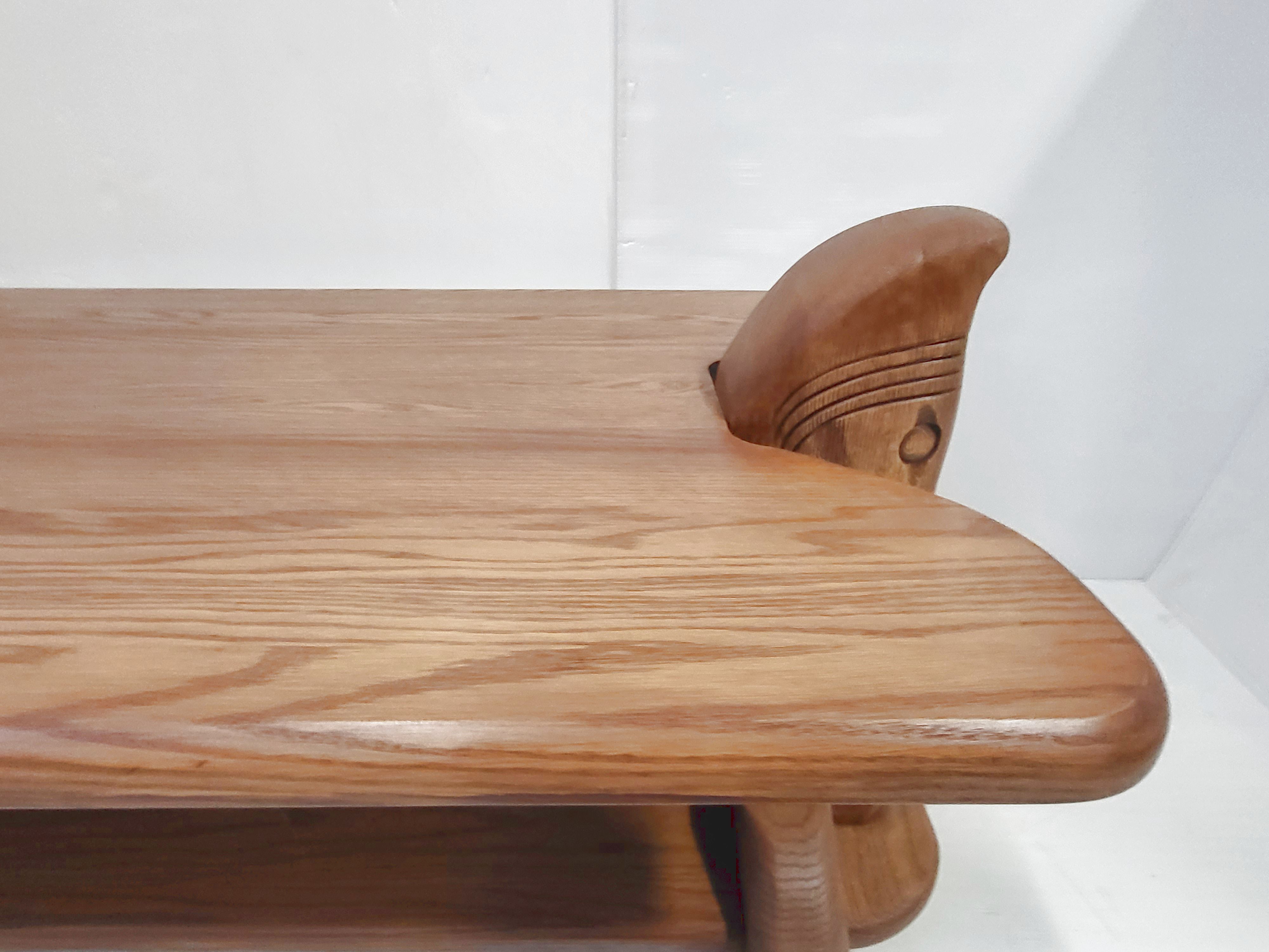 Vintage coffee table 1970 in solid oak