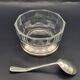 Art Deco thick crystal/glass bowl, silver-plated metal pedestal.