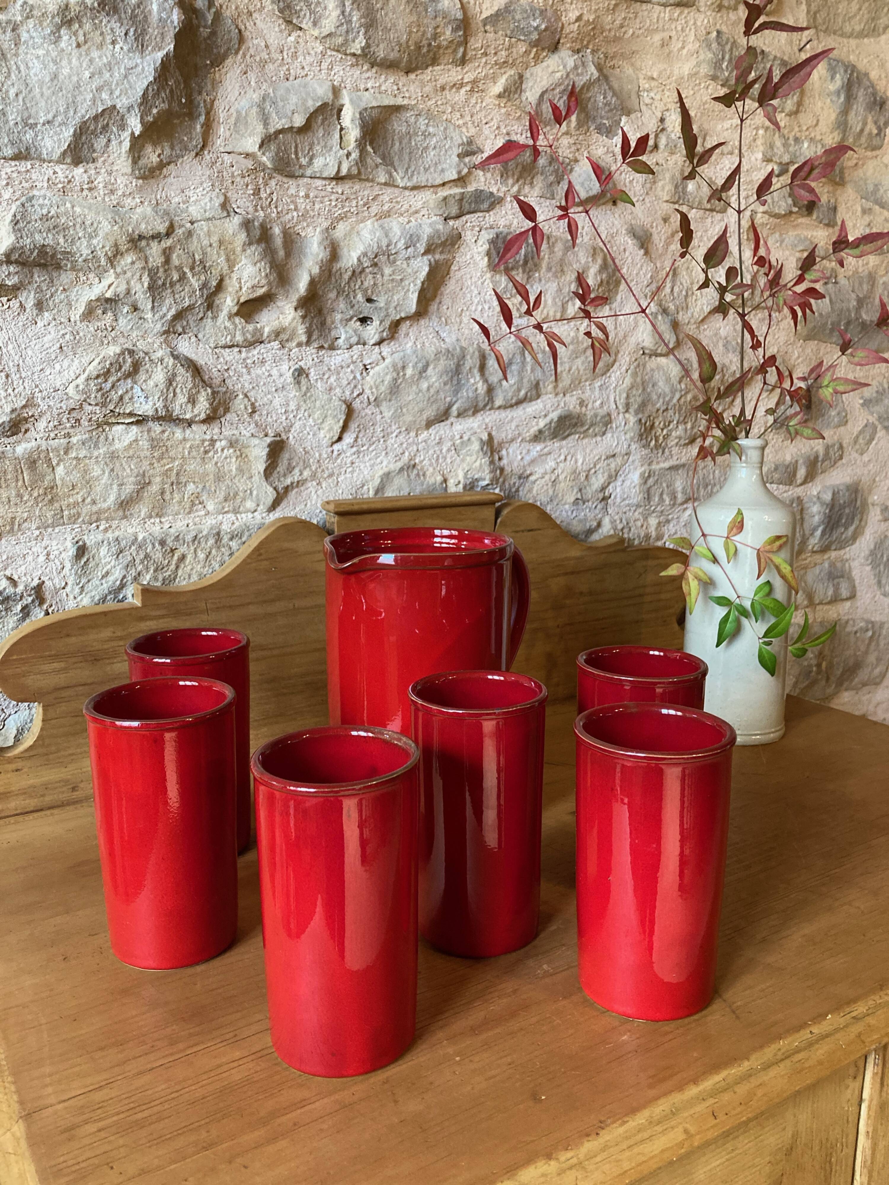 Enameled stoneware orangeade service