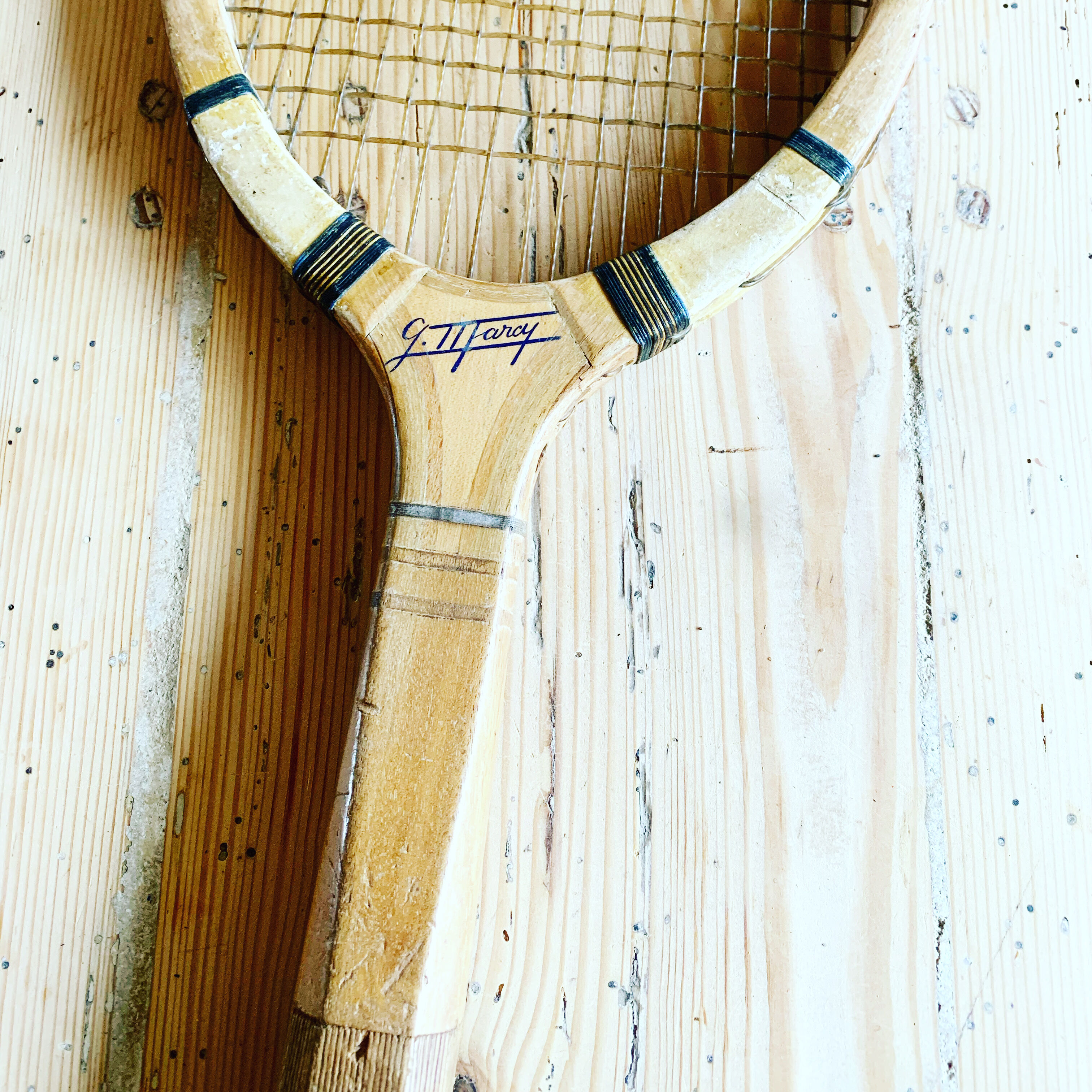 Vintage wooden tennis racket