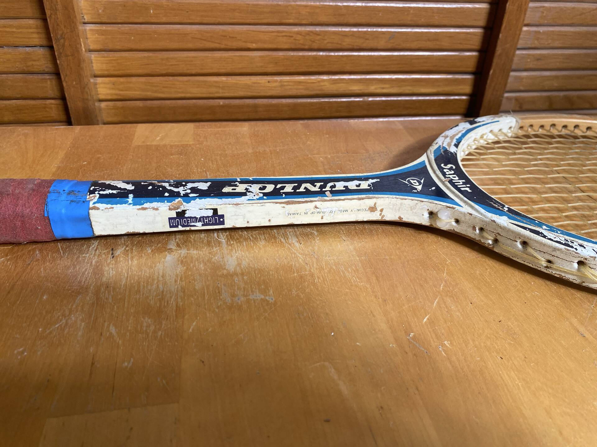 Vintage dunlop saphir wooden tennis racket + sports cover #e2