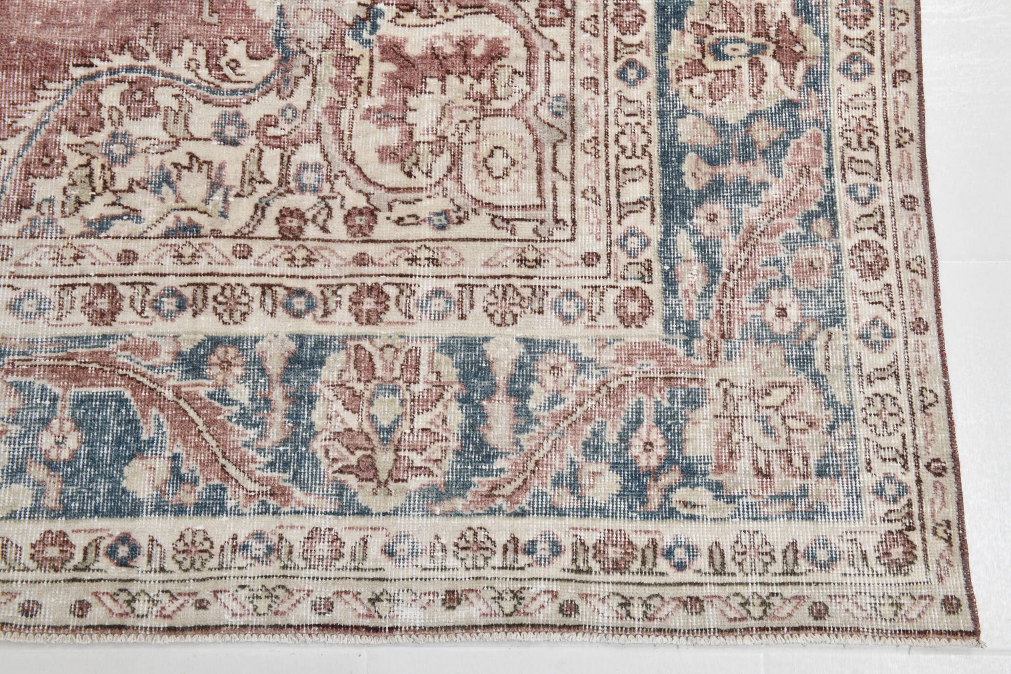 7x11 Vintage Soft Red & Blue Vintage Area Rug, 205x344 Cm