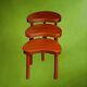 Set of three nesting stools in glazed wood, bean shape - 1960s-70s