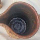 Set of old Corsican cork and terracotta handcrafted pitcher and cup