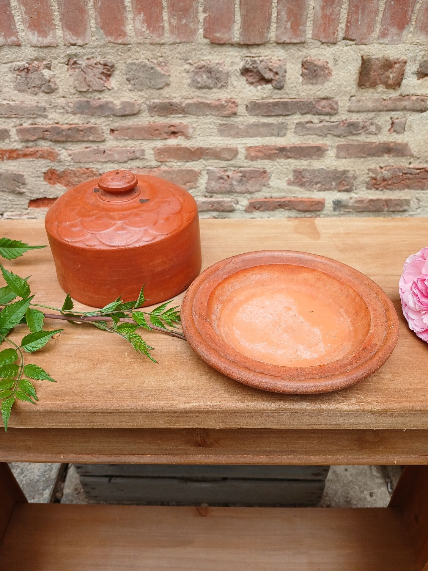 Antique earthenware butter dish