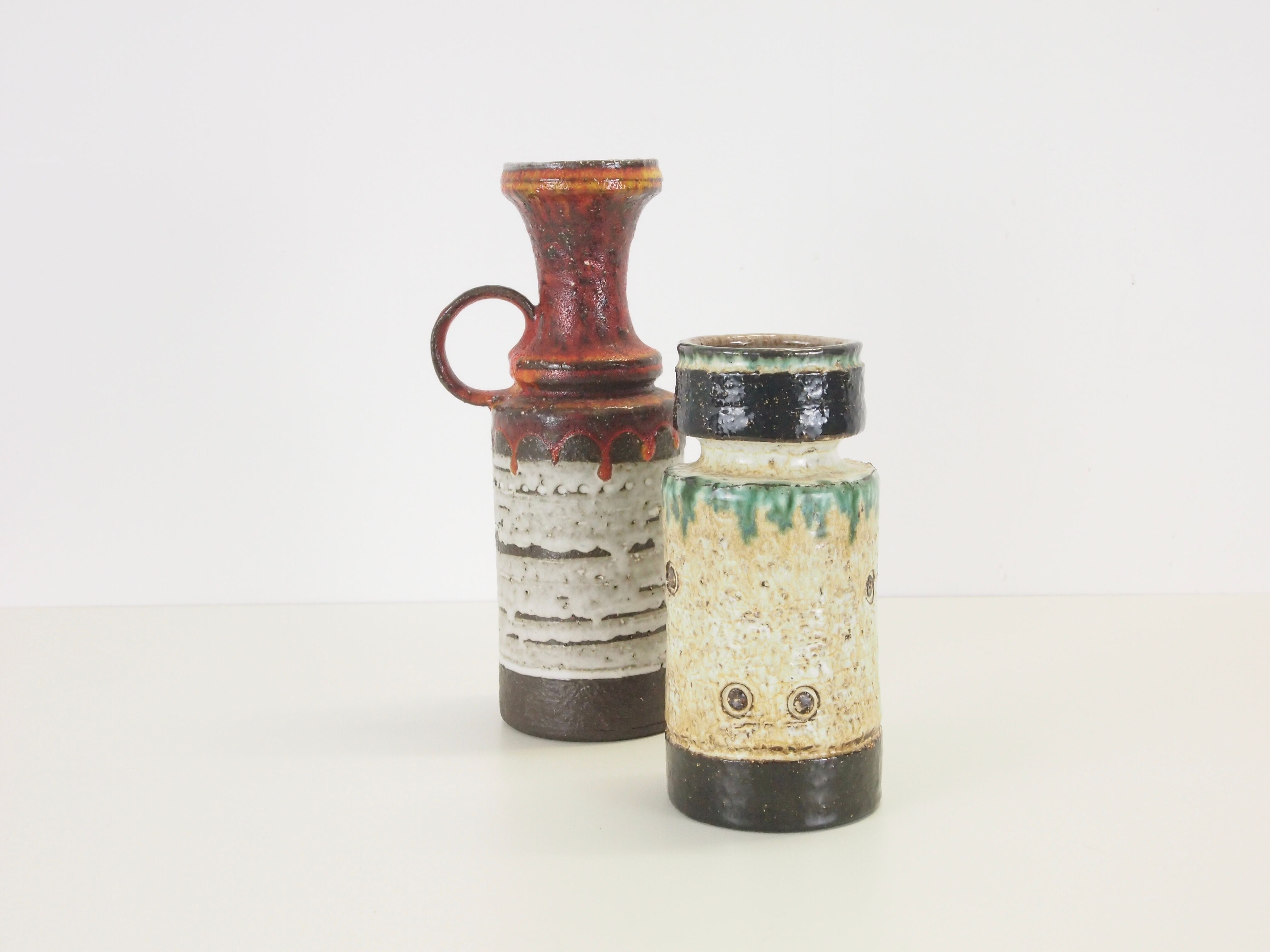 Set of 2 vintage mid century ceramic vases