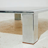 Chrome and glass coffee table.