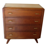 Jolie commode vintage-4 tiroirs-Années 60- style scandinave épuré- teinte chêne moyen