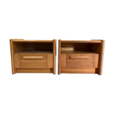 Pair of 90's pine bedside / vintage wooden furniture