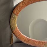Small oval Art Deco mirror in brown and gold 33x54.