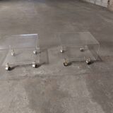Set of two bedside tables, plexi sofa end, David Lange