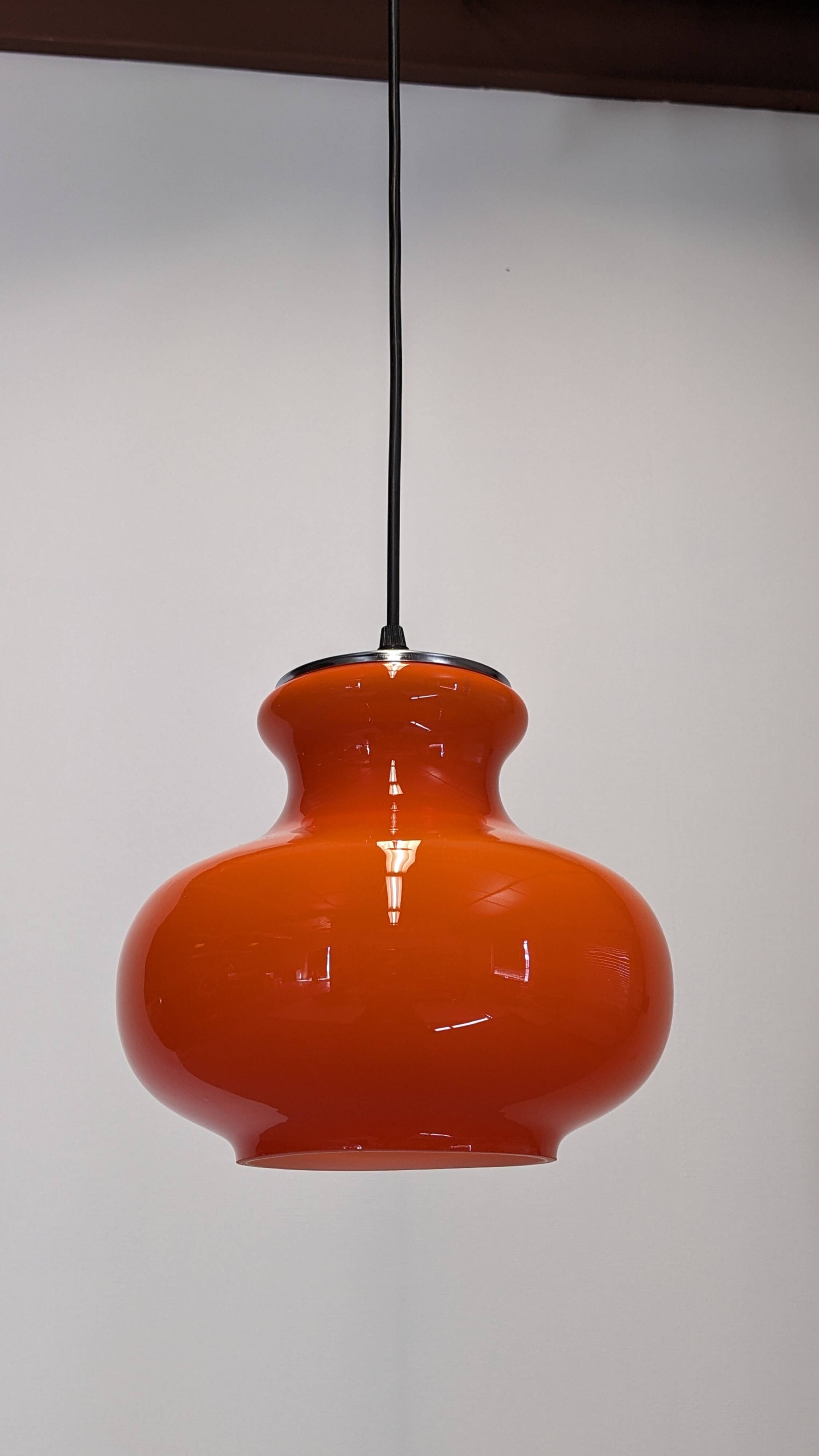 Orange opaline pendant light from the 60s/70s
