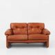 Brown leather 2-seater sofa Coronado by Tobia Scarpa for B&B Italia, Italy ca. 1960