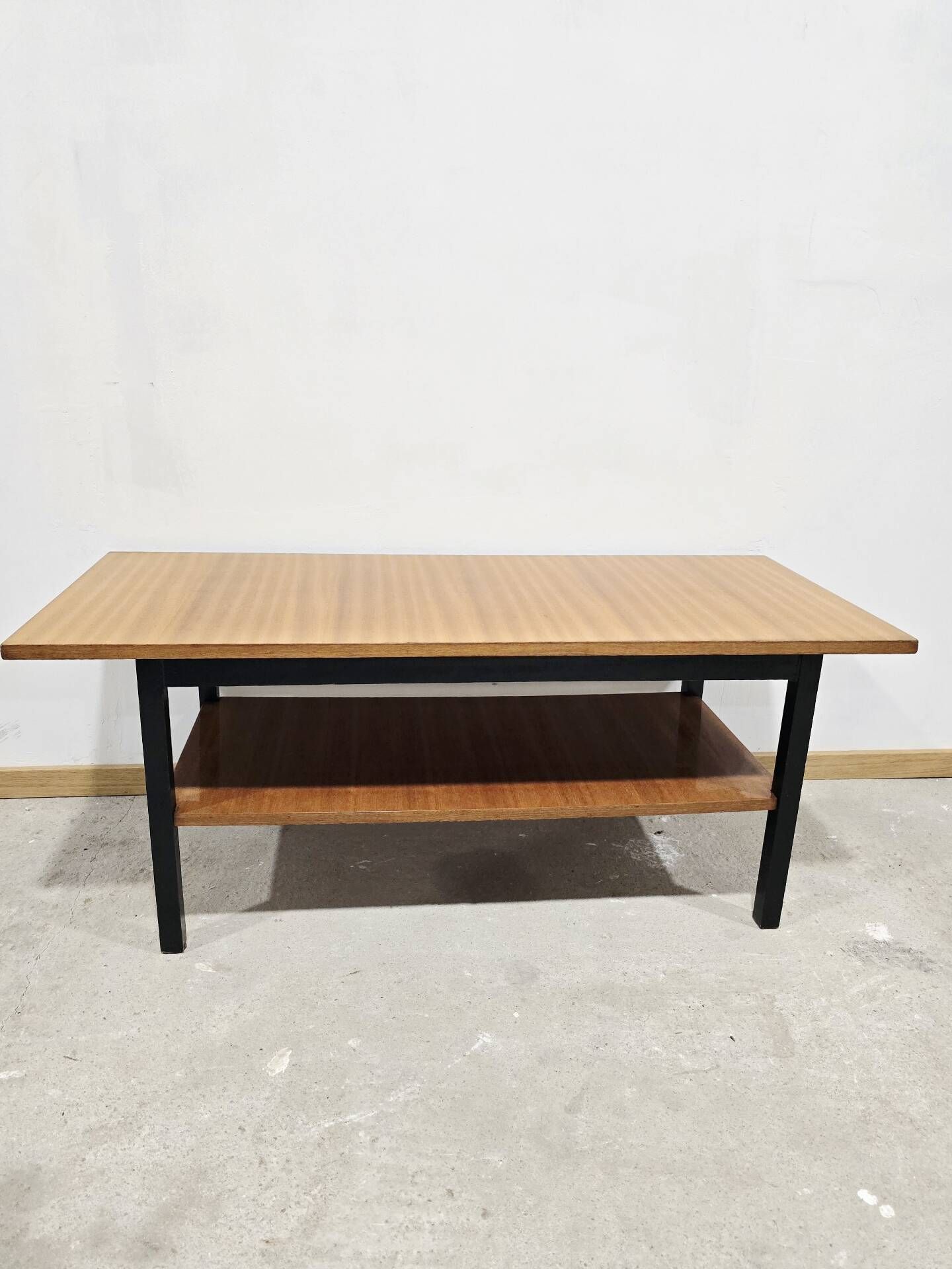 Vintage 1970s Wooden Coffee Table with Lower Shelf – Mid-Century Moder