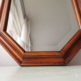 Vintage wooden mirror with 70s 80x40cm cut glass