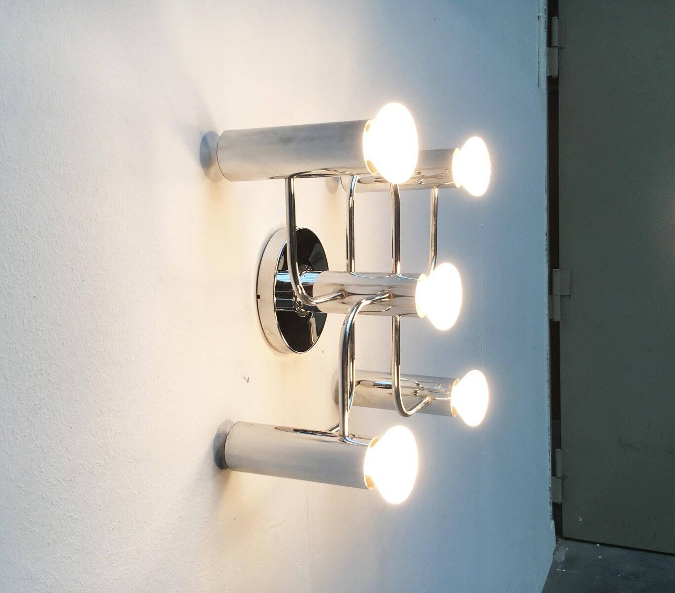 Vintage German Space Age ceiling lamp by Gaetano Sciolari for Leola, 1970s.