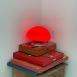 Vintage mushroom lamp in red opaline