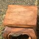 Plant holder, wooden saddle, old base