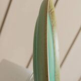 Green Turquoise Gradient Ceramic Bowl with Organic Shape, Large Danish Studio Piece, 1970s