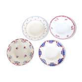 4 assiettes creuses mélangées, Moulin des Loups, Luneville, Badonviller