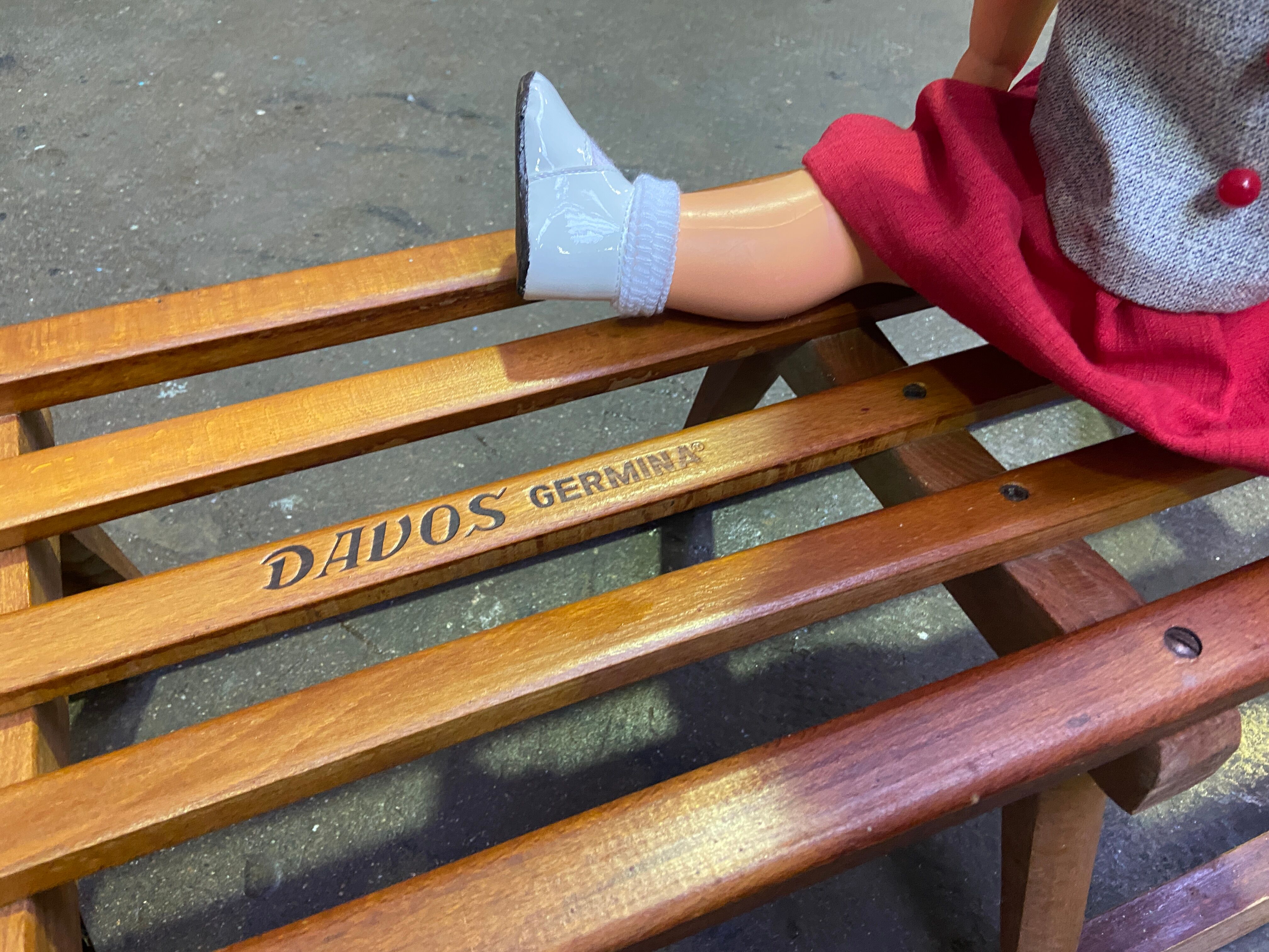 Large old sleigh sledge alsace decoration noel davos 1950