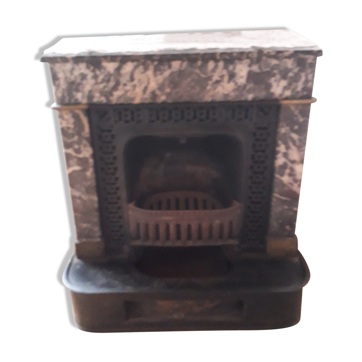 Old black marble fireplace