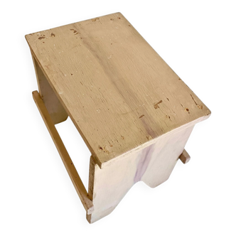 Rustic Spanish Milking Stool, Handcrafted Wood, Original Patina, 1940s