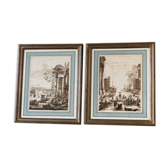 Pair of framed engravings, Claude Lorrain