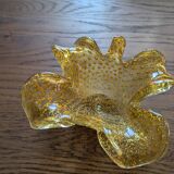 Cendrier vintage forme coquille verre doré
