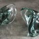 Pair of vintage blue/green tinted glass candlesticks from the 70s
