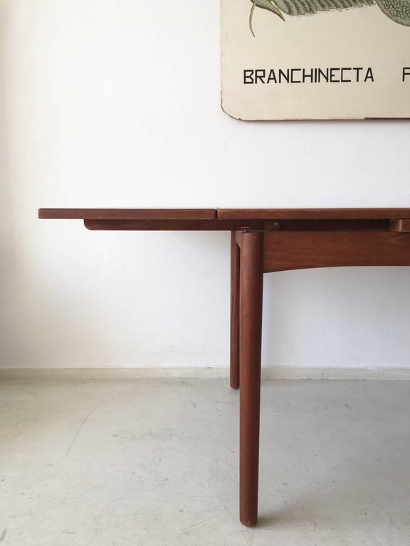 Dining table extendable Scandinavian teak extension 1960 s