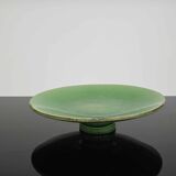 Vintage 50s-60s dish in green enamelled terracotta