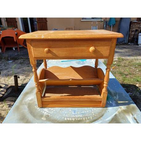 Bedside table, oak magazine rack