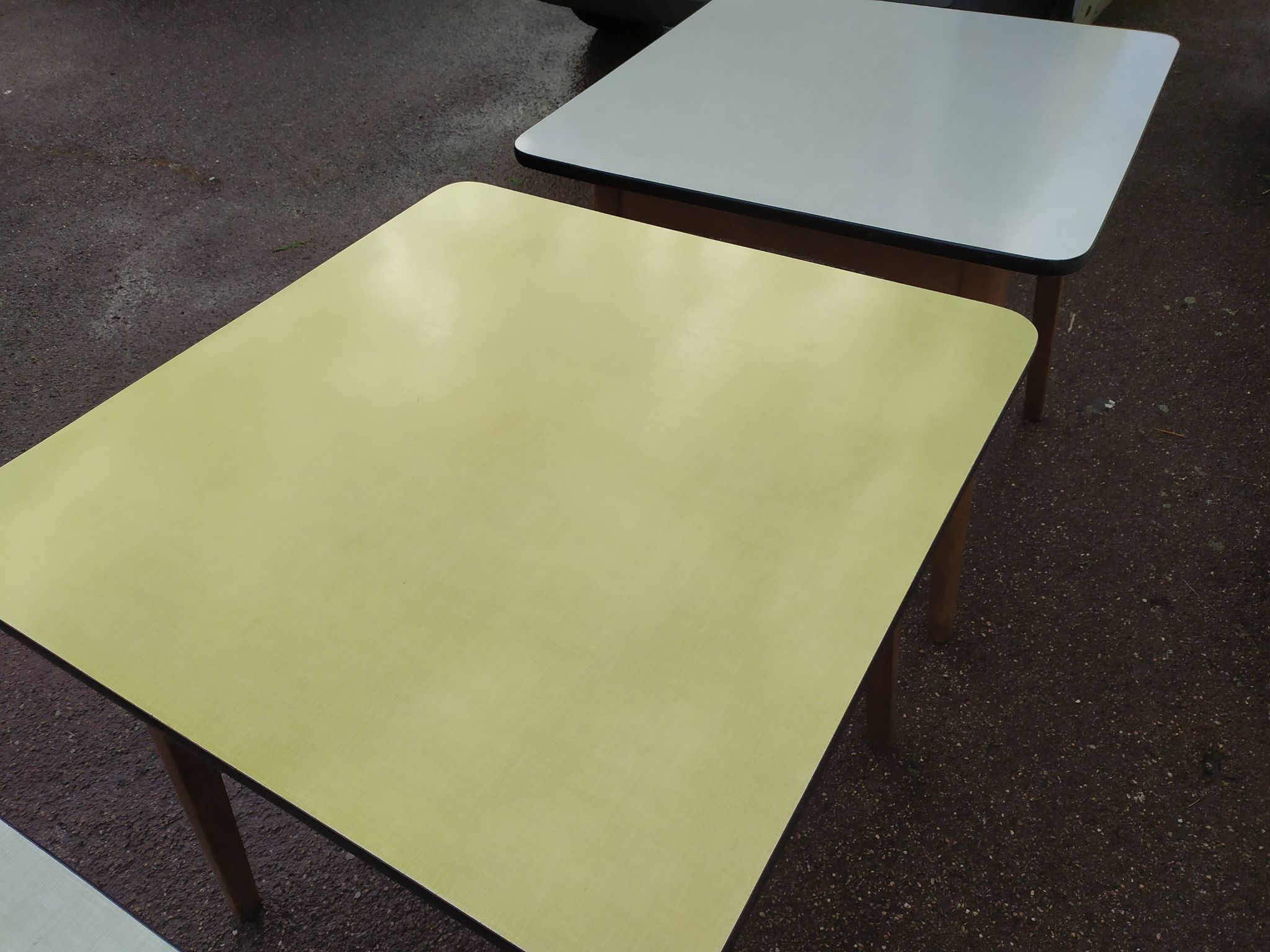 Lot of 3 Formica and Wood Bistro Tables - 1950 - 1960