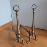 Brass or bronze andirons