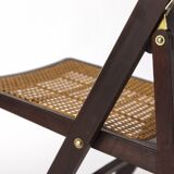 Chaise pliante en teck et rotin, Allemagne années 1970