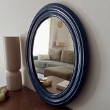 Antique oval mirror in wood and stucco, early 20th century, 51*43 cm
