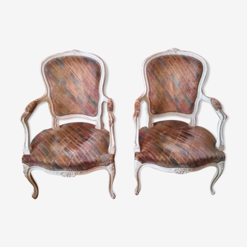 Pair of Louis XV style convertible armchairs