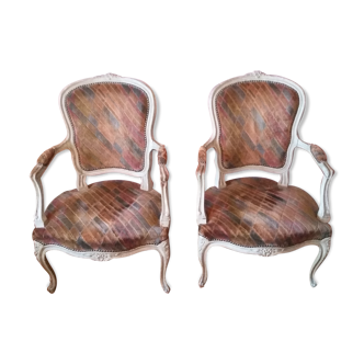 Pair of Louis XV style convertible armchairs