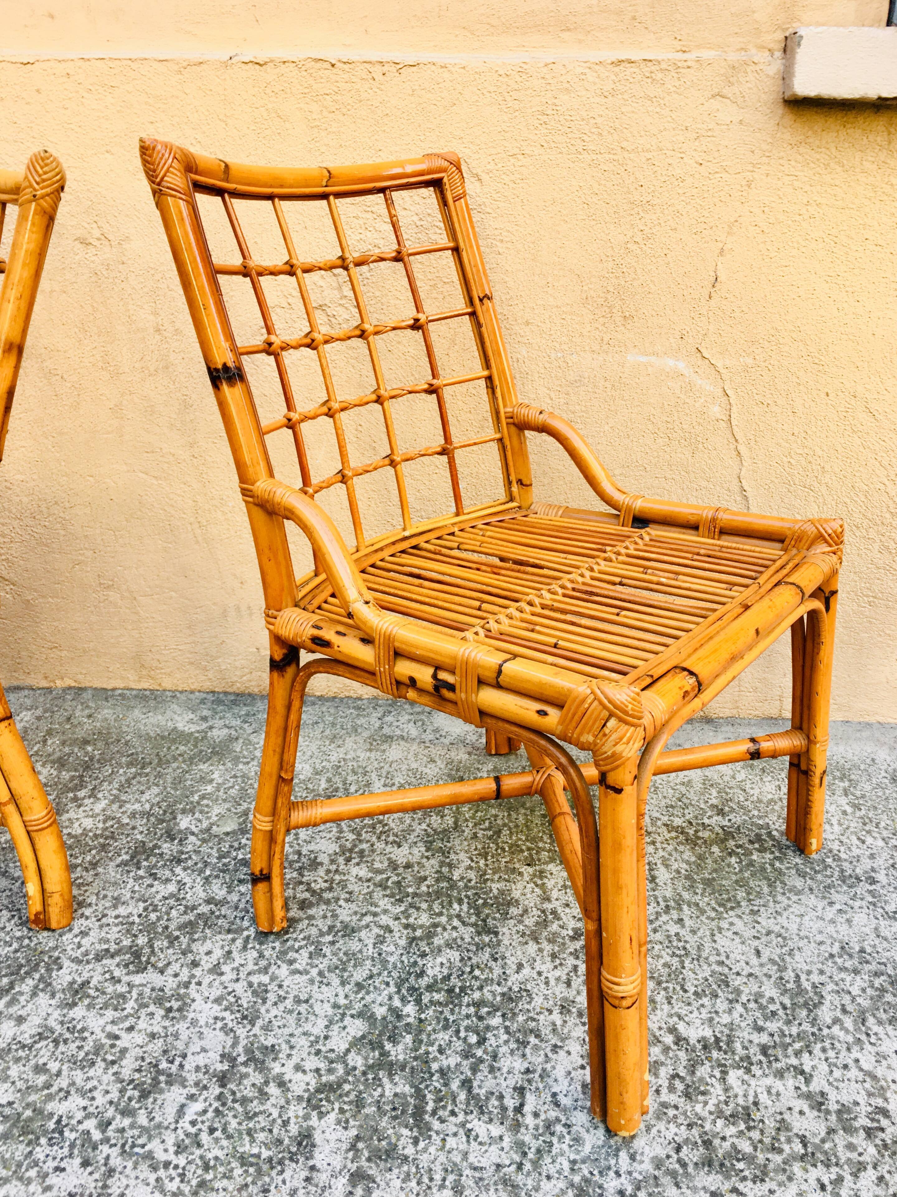Lot of 2 bamboo chairs