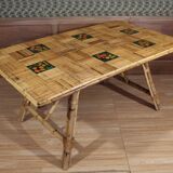 Rattan And Ceramic Dining Room Table Audoux Minnet attribution