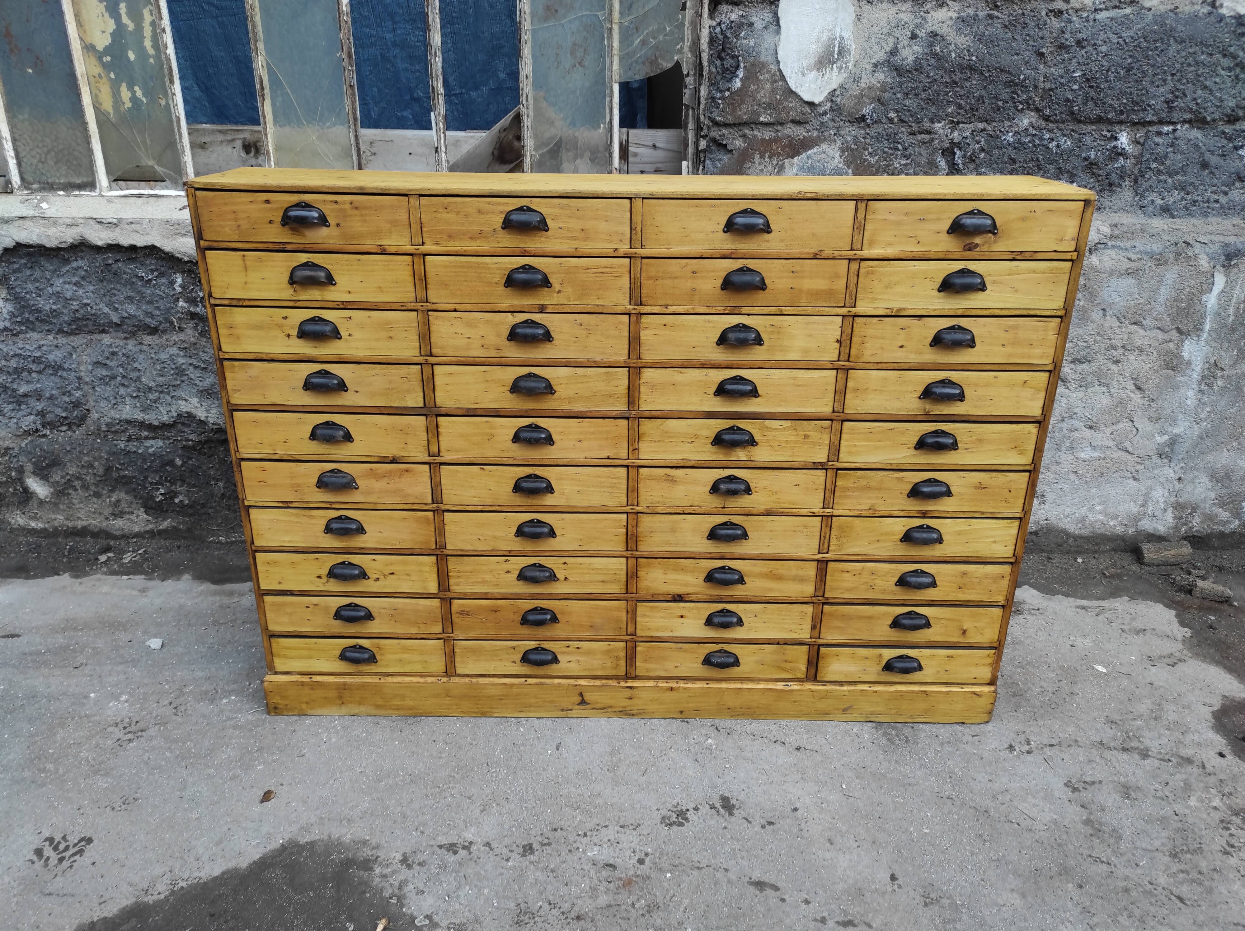 Craft furniture with 40 drawers and workshop shell handles