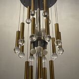 Lustre chrome et sphère en laiton du milieu du siècle de Sciolari