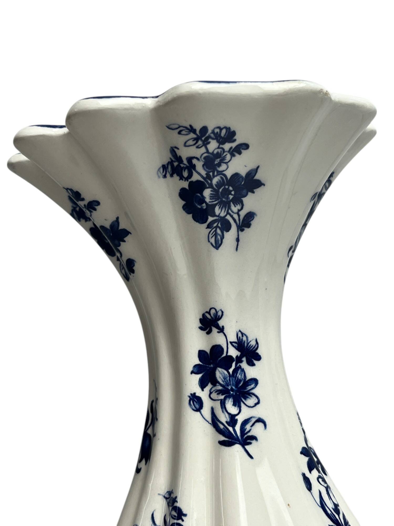 Capodimonte, blue and white ruffled vase, Italy, 20th century