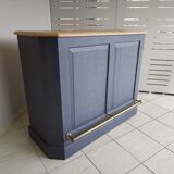 Renovated exotic wood bar with 2 chairs