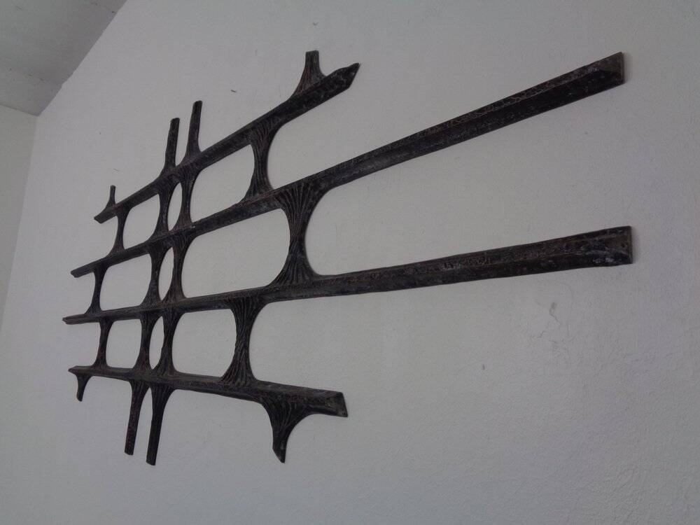 Large German Brutalist Iron Wall Sculpture, 1960s