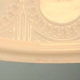 Lampe à Suspension complexe Mid-Century en Laiton et Opaline, Italie, 1950s