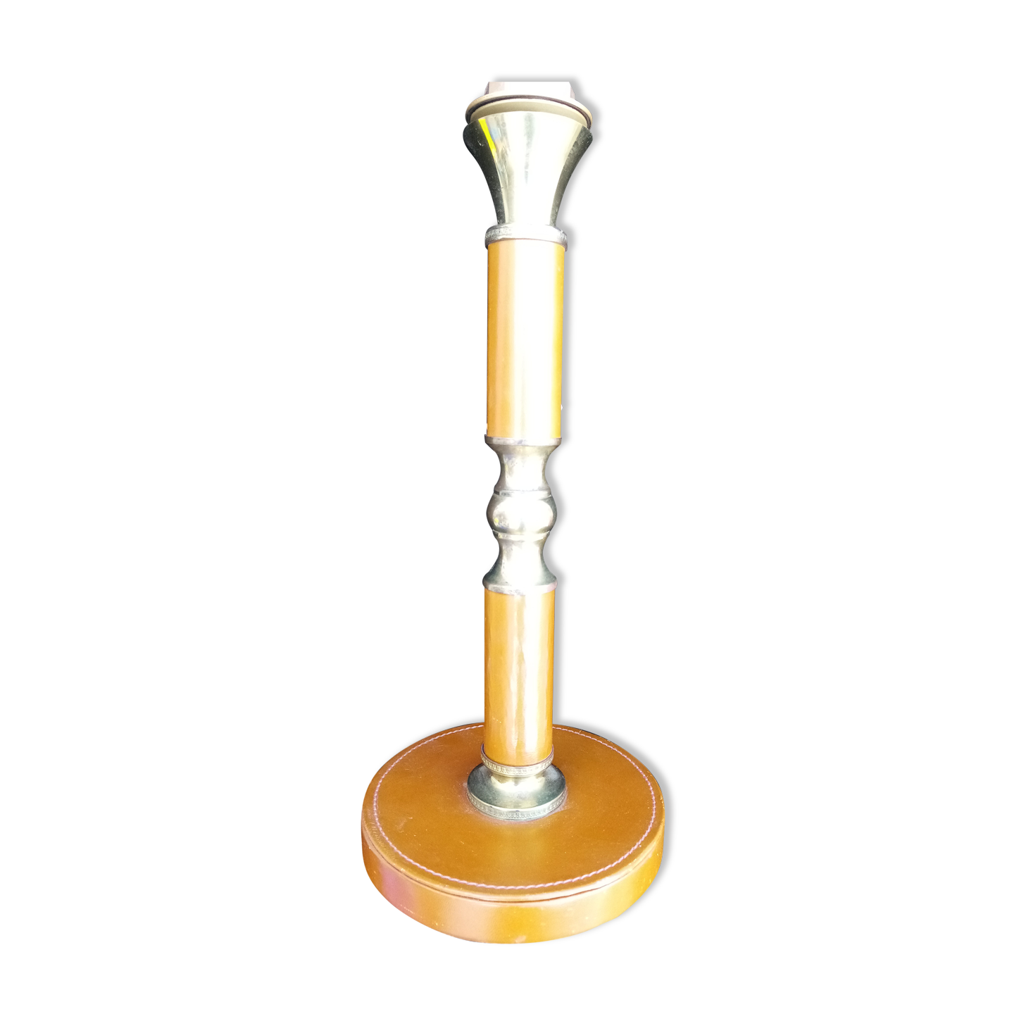 Old foot lamp leather and brass